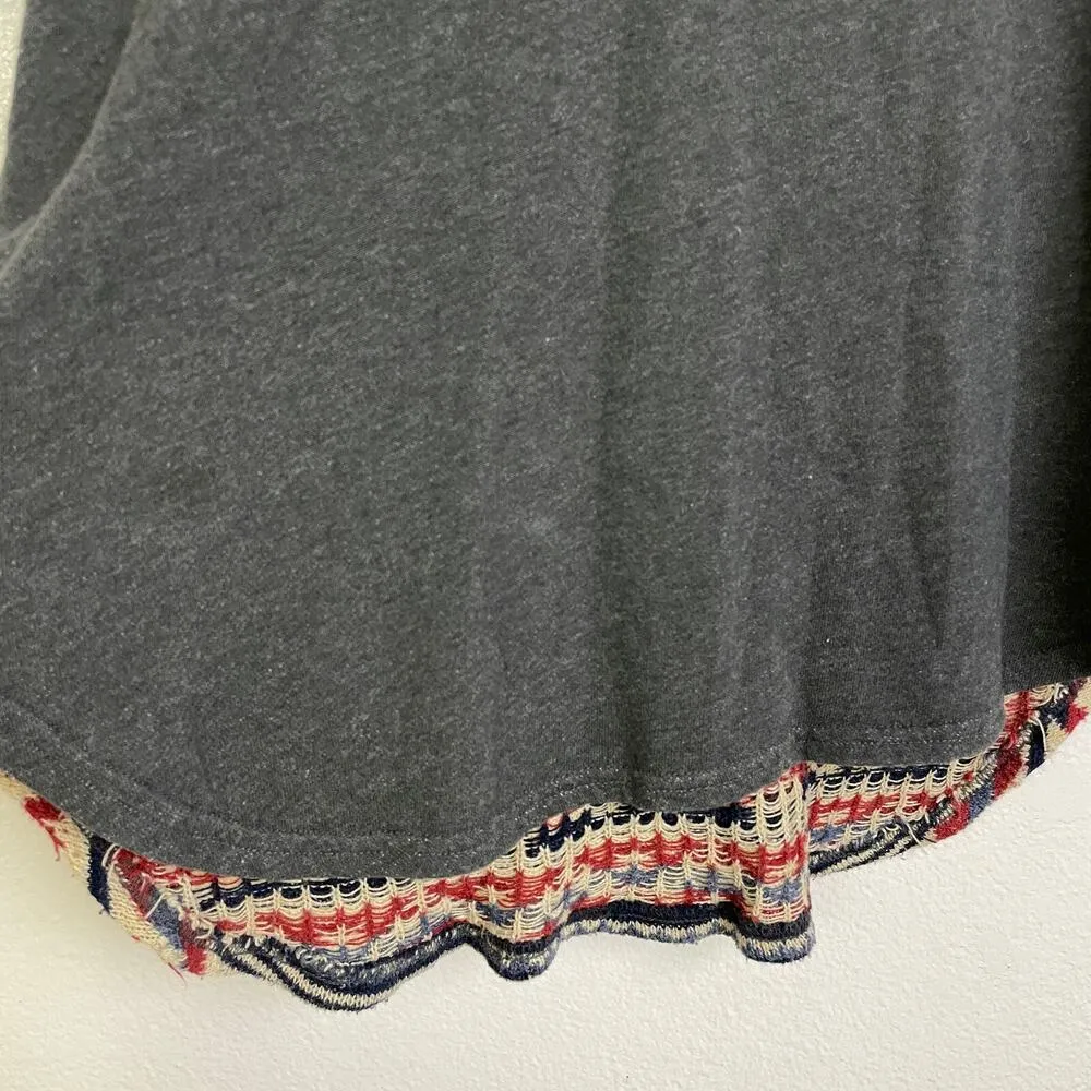 Ralph Lauren Denim Supply Aztec Sweater Medium Blue Distressed Pullover Cotton * Red - Image 7