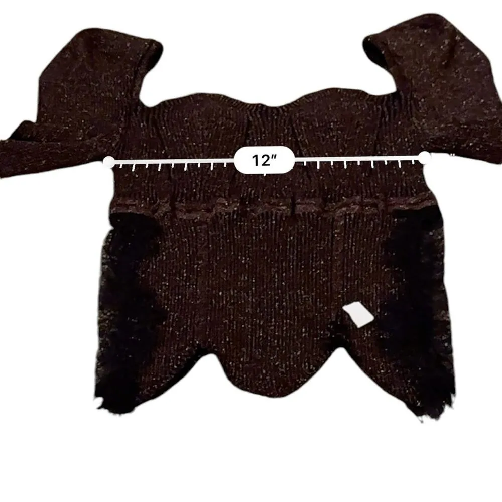 RTR‎ Elliatt Cassie Lace-Trimmed Metallic Ribbed Knit 3/4 Sleeve Top Sz L - Image 8