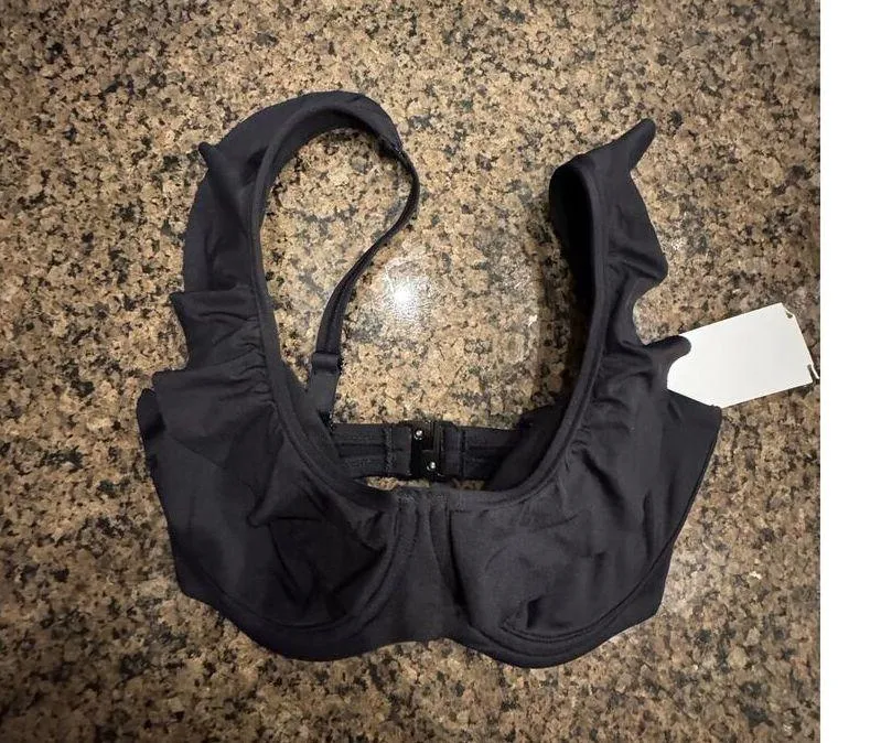Sea Level Womens Frill Bra Bikini Swimsuit Top Black Size US8 (new) - Image 3