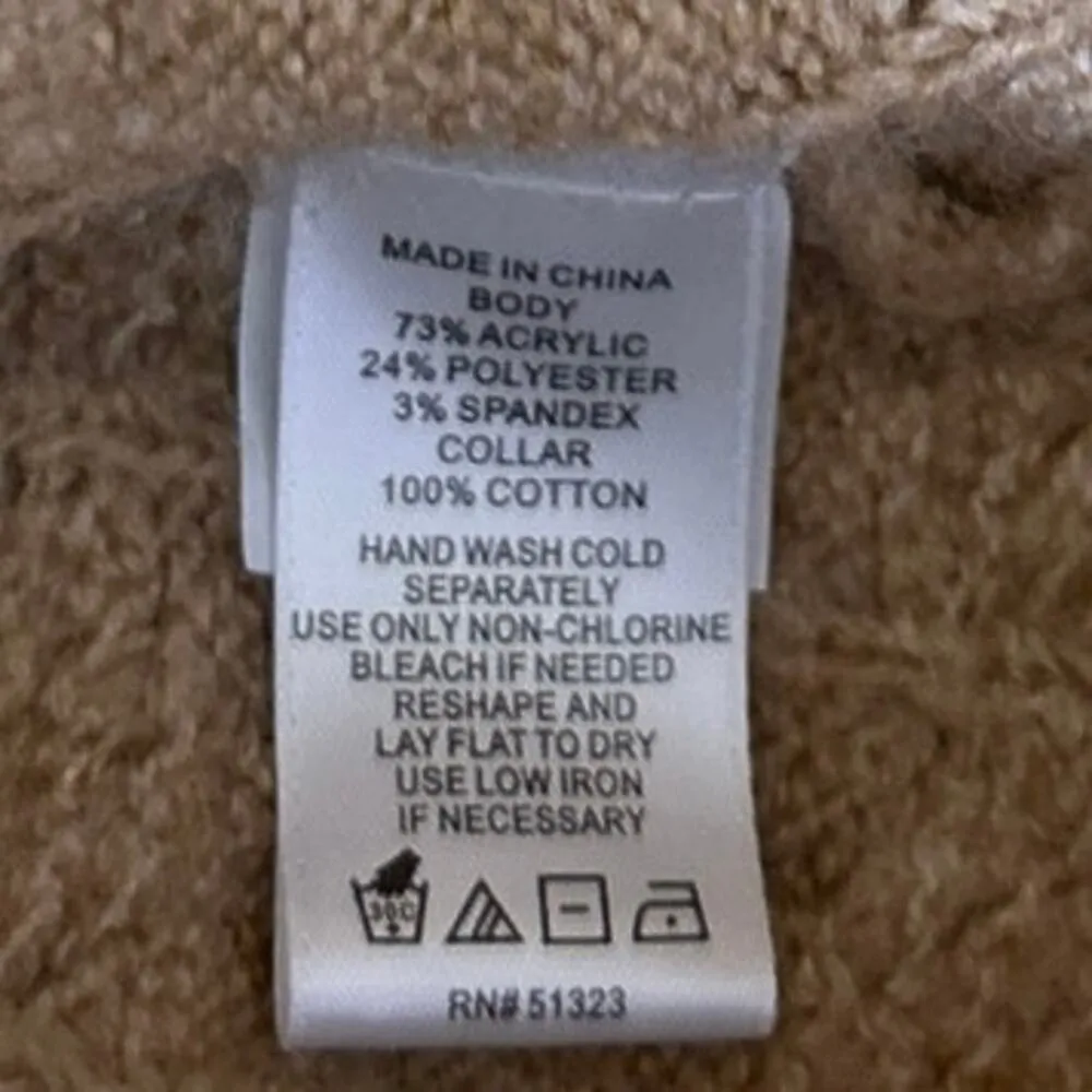 1.State Women's Tan White Cable Knit Layered Shirt Pullover Sweater Top Size L Size L - Image 5