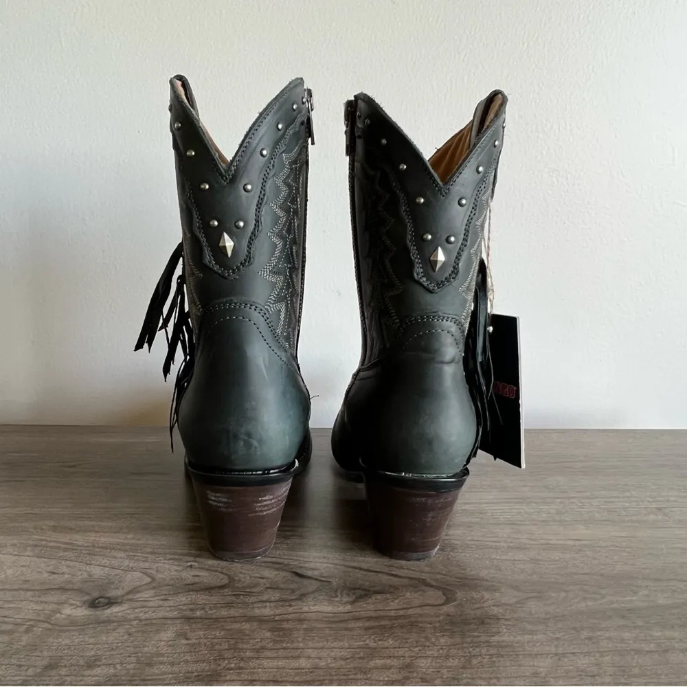 Crush by Durango Women's Vintage Teal Fringe Western Bootie Size 8.5 SKU#24258 - Image 4