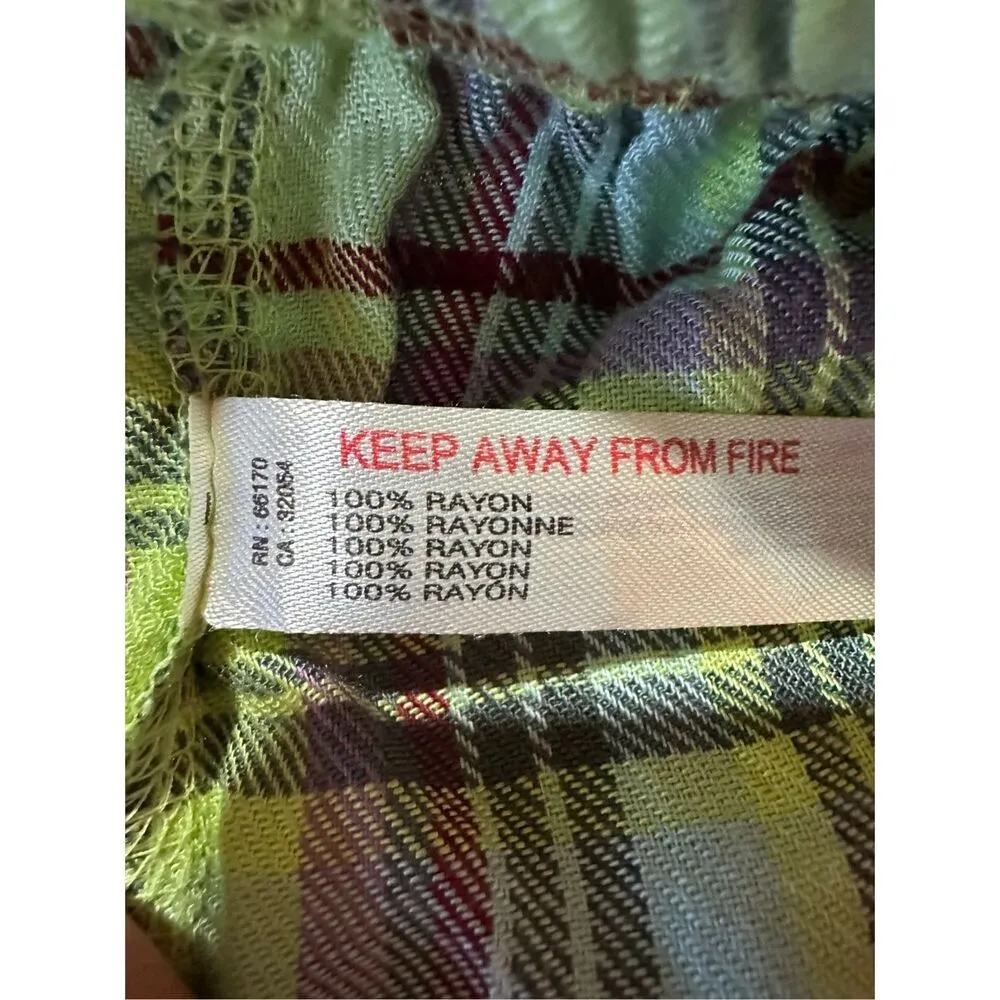 Free People Green Purple Plaid Short Pajama Shorts NWT Sz M - Image 9