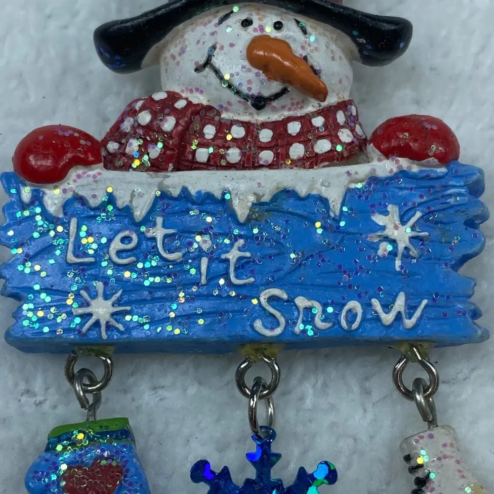 Let It Snow Snowman Winter Holiday Christmas Pin Brooch Jewelry Decorative - Image 4