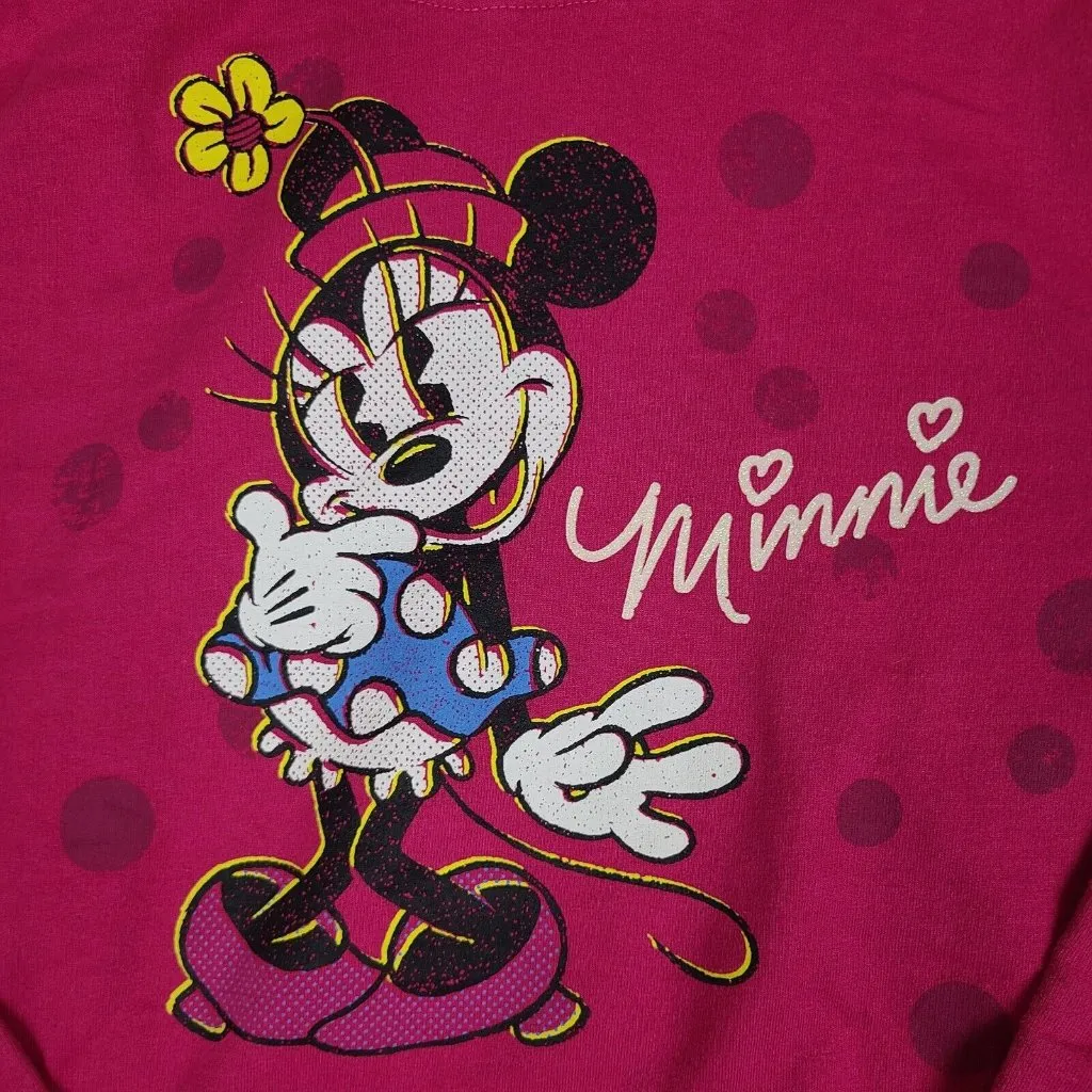 Vintage Minnie Mouse Hoodie Sweatshirt Y2K Disney Store Women’s XS‎ Red Vtg 2000 - Image 2
