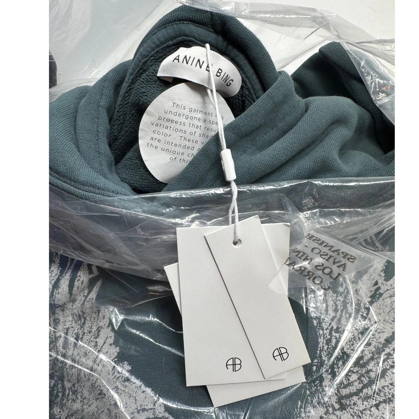 NWT Anine Bing Ash Hoodie Eagle - Faded Emerald Green Size XS - Image 10