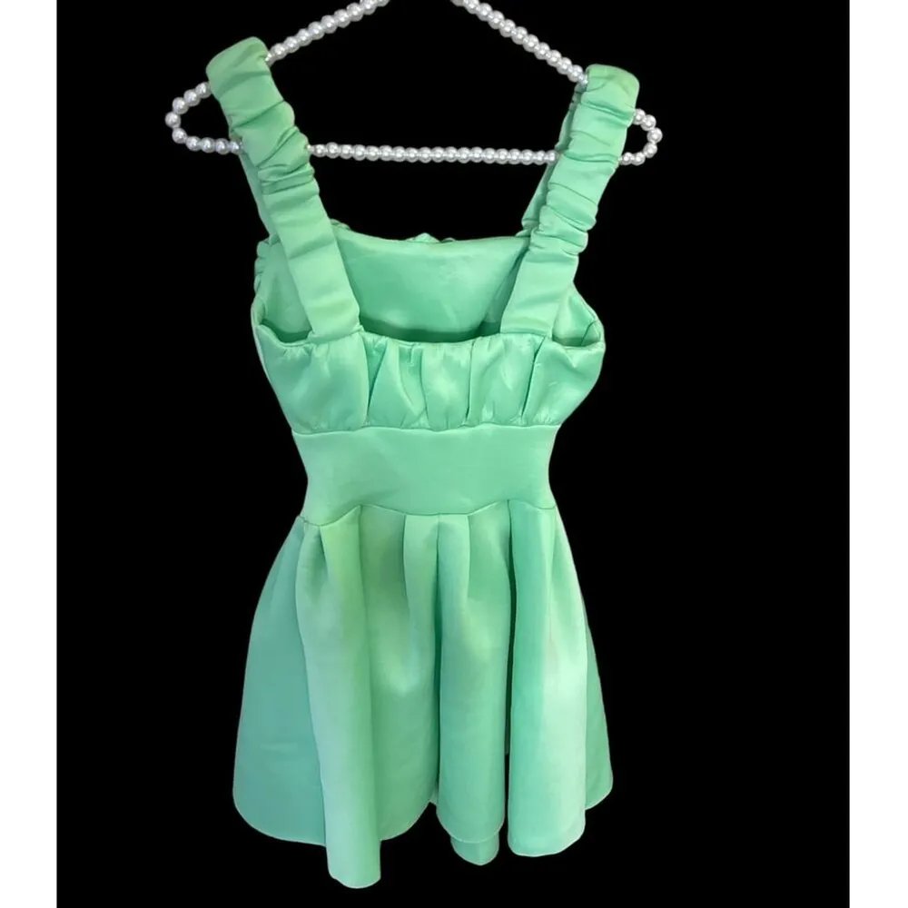 ASOS DESIGN structured 2-in-1 A-line and skater mini dress with ruffled bust - Image 8