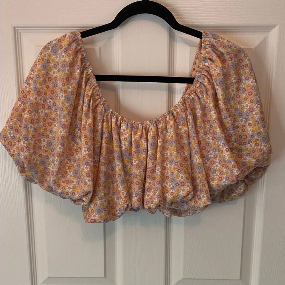 Zara Floral Crop Top Bubble Sleeves - Image 3