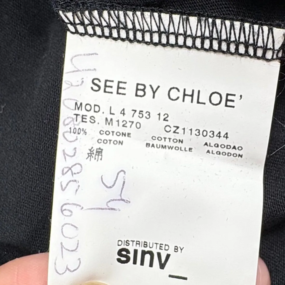 See By Chloé Black Robot Graphic Art Top 3/4 Sleeve Designer Tee Size L - Image 2