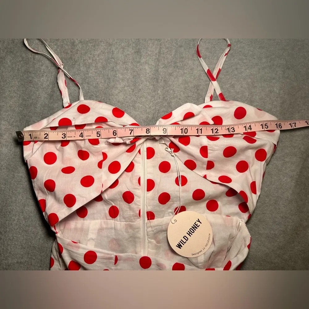 NWT Wild Honey polka dot cutout mini dress white and red size M - Image 3