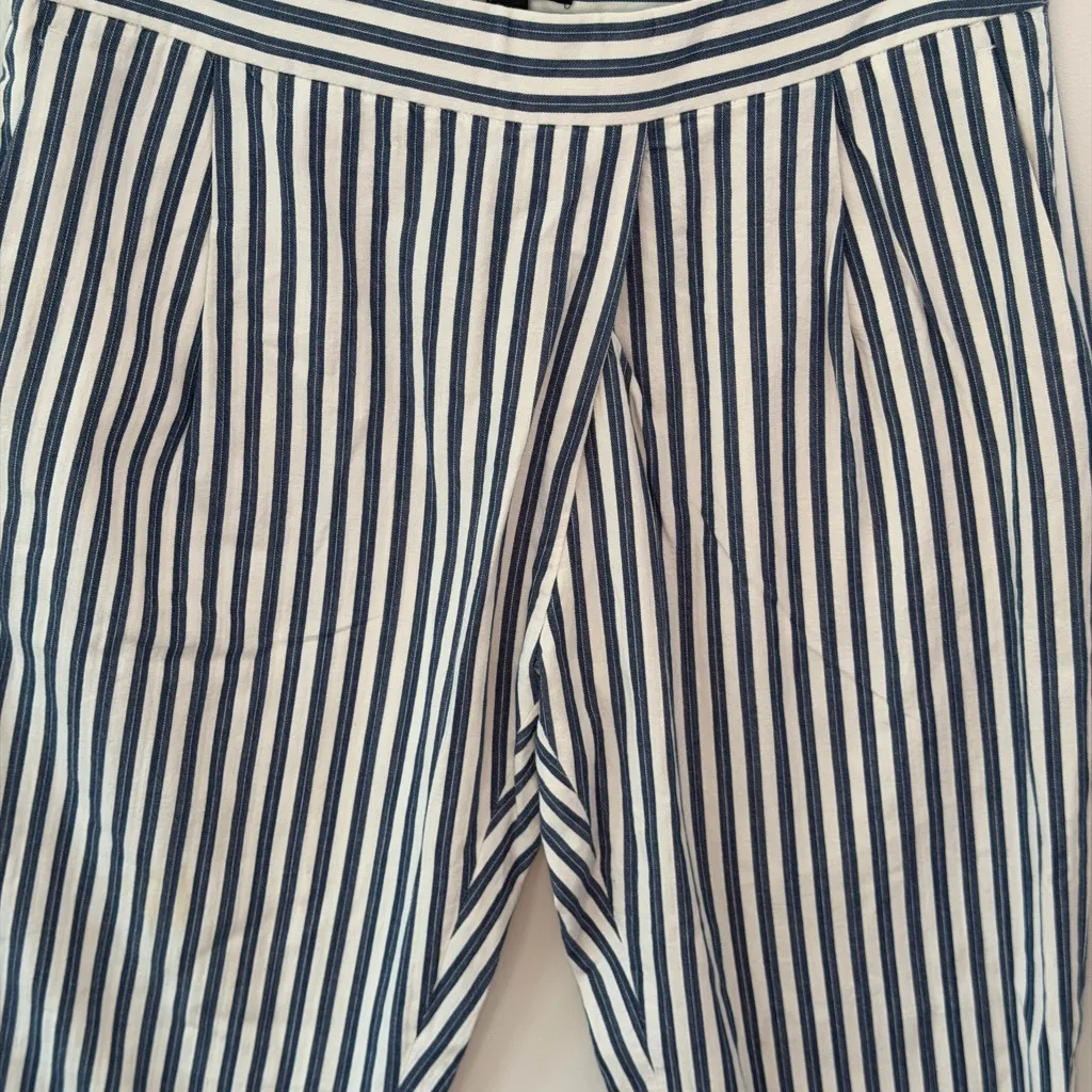 J. Crew Navy and White Striped pleated front size 2 capris - Image 2