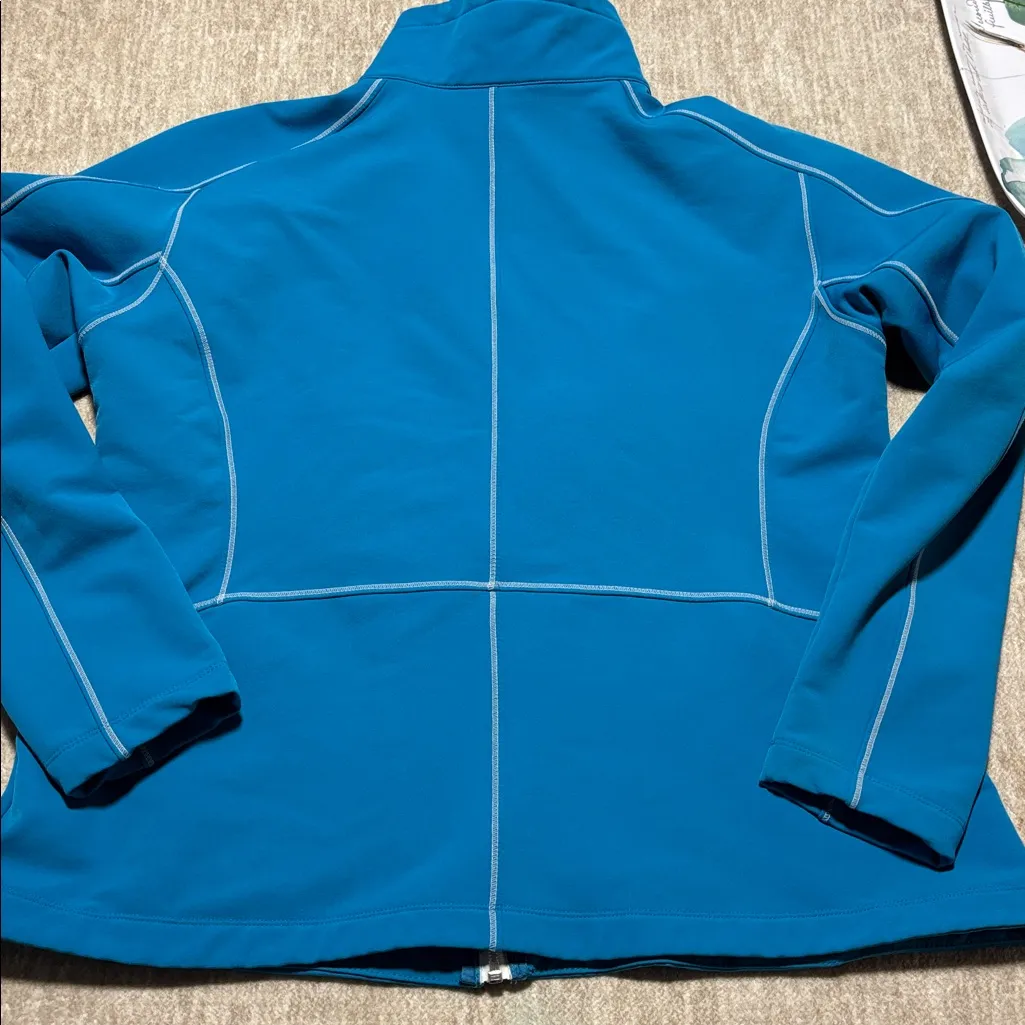 Women's XL Columbia fleece lined aqua blue jacket neoprene scuba type material - Image 7