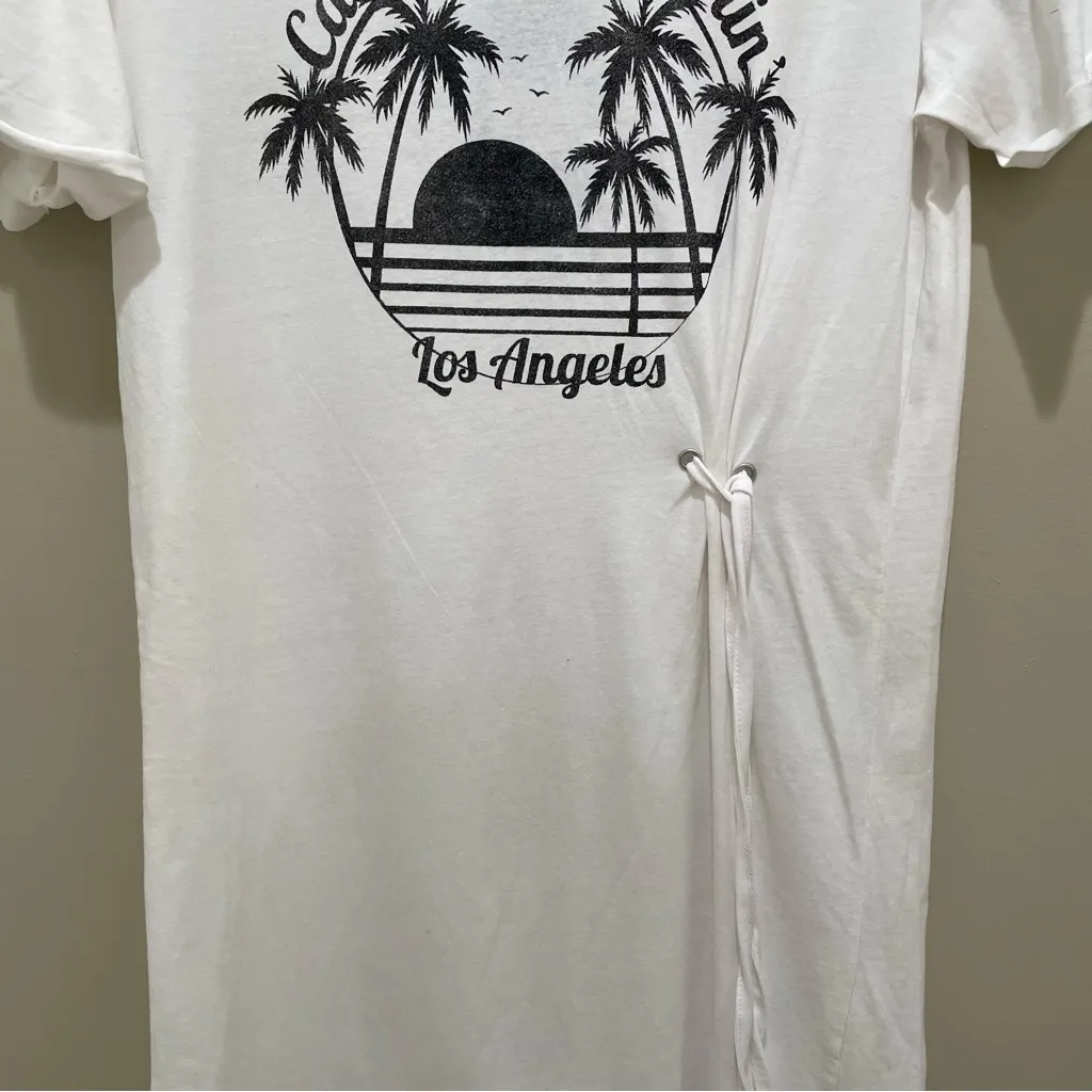 Brave Soul London California Dreamin Graphic T Shirt Dress White Women’s Small - Image 3