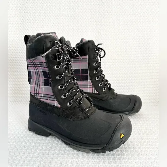 Keen Dry Snowden Black Purple Plaid Lace Up Winter Weather Boot Lined 7 Women - Image 12