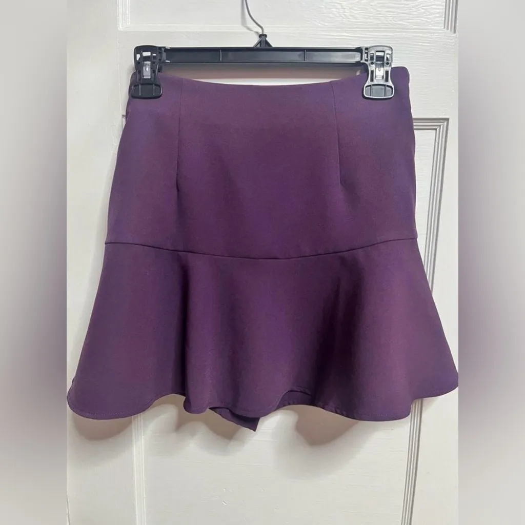 Zara Purple Bermuda Pleated Skort with Belt Size M - Image 7