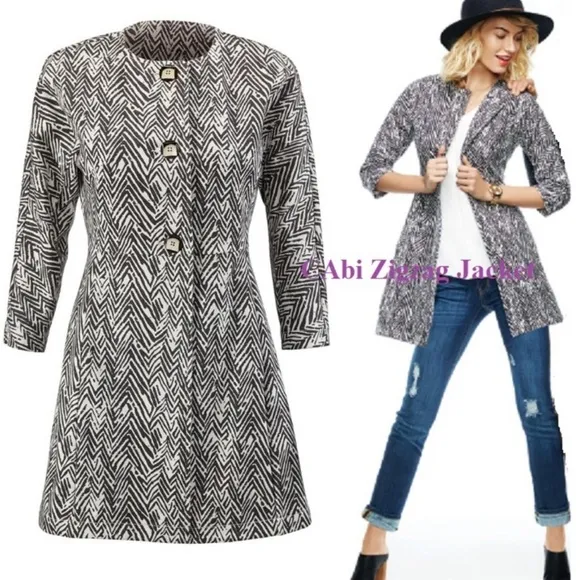 Cabi Zig Zag Ponte Knit Jacket Size M Gray Size M - Image 2