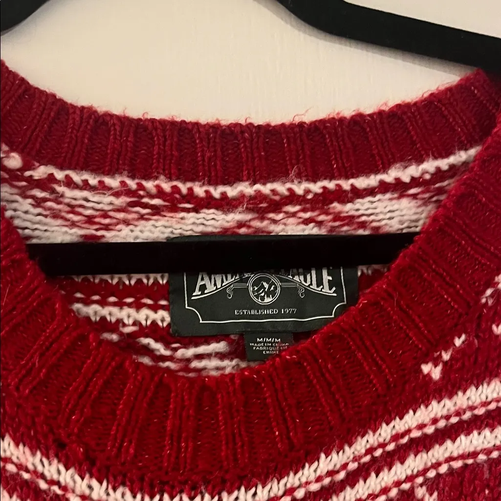 American Eagle Outfitters Red and White Patterned Sweater - Image 2