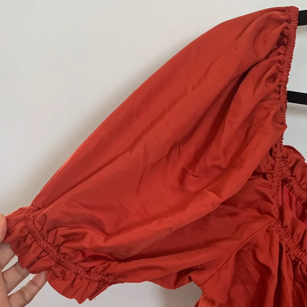 ANTONIO MELANI Red Puff Sleeve Blouse - Image 2