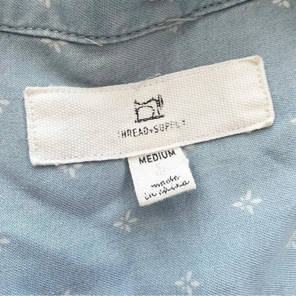 Thread and Supply Crescent Dress light wash Floret Print denim M Blue Size M - Image 9