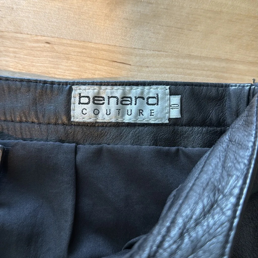 Benard Couture Vintage 100% Genuine Leather High Rise Straight Leg Pants, 10 - Image 7