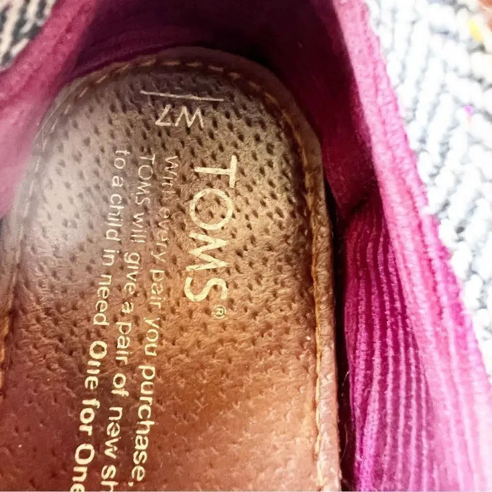 Toms Classics Herringbone Print‎ Women’s Size 7 Metallic Threading Worn Read - Image 4