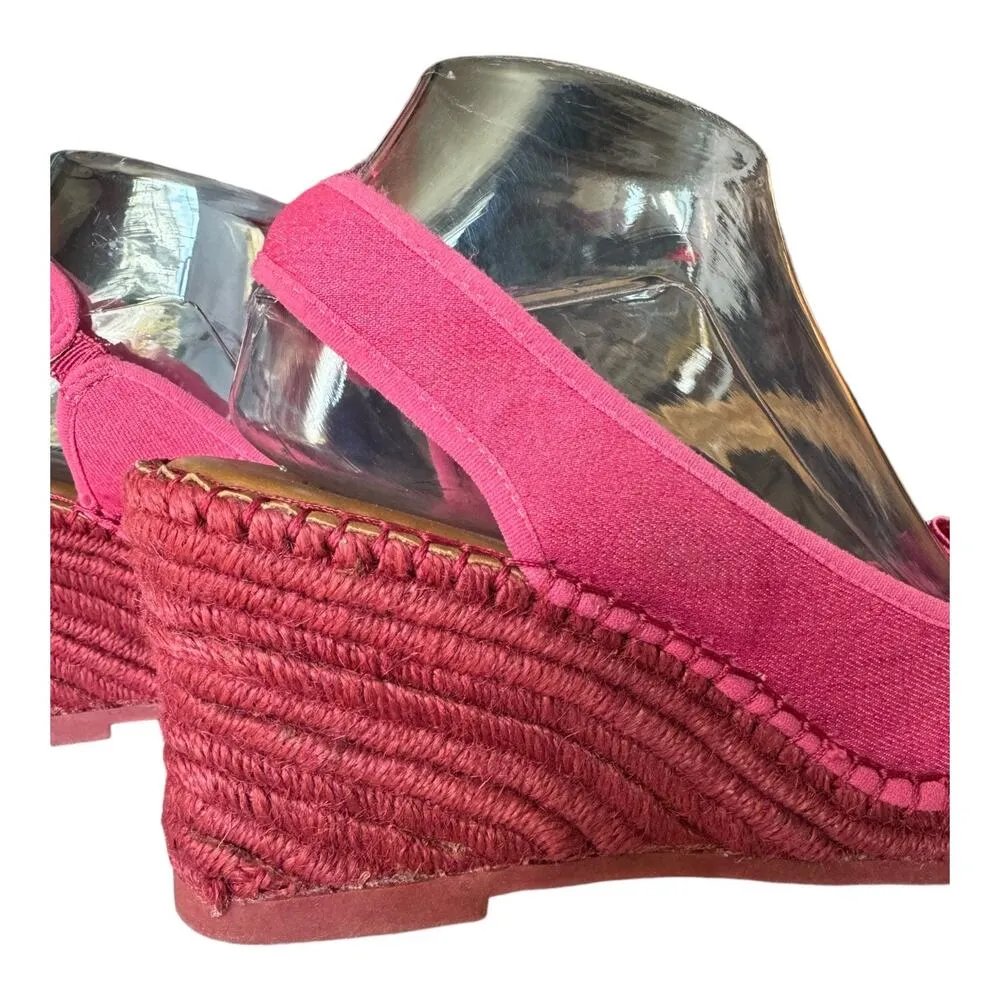 Libby Edelman Curtsy Pink Denim Rosette Wedge peep toe Espadrille size 8.5 - Image 15
