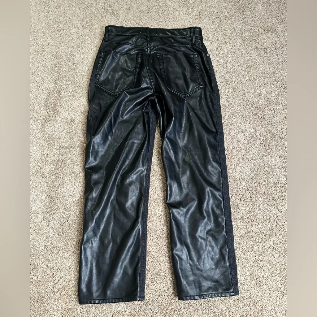 Abercrombie & Fitch Mixed Fabric Ultra High Rise Ankle Straight Jeans Size 28/6s - Image 5