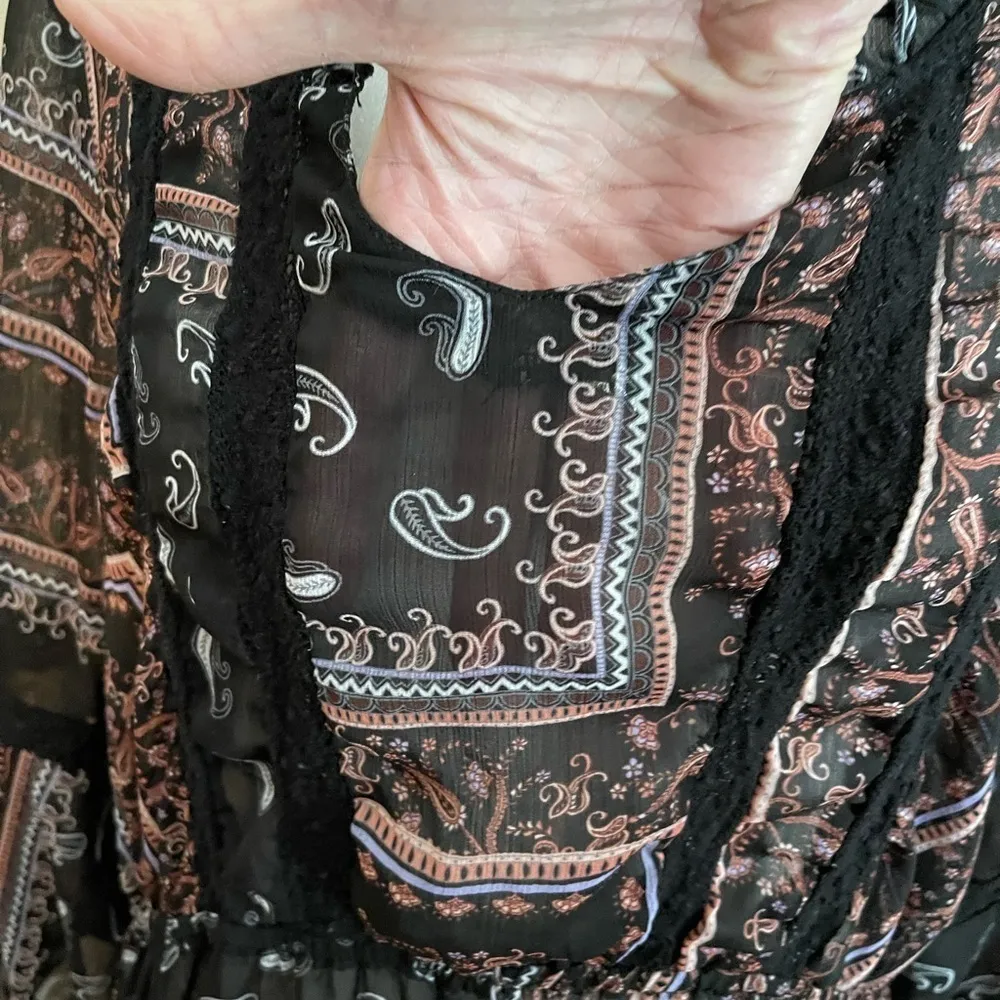 Mimi Chica all sheer boho patchwork paisley 3/4 sleeve dress swimsuit cover. L​ - Image 7