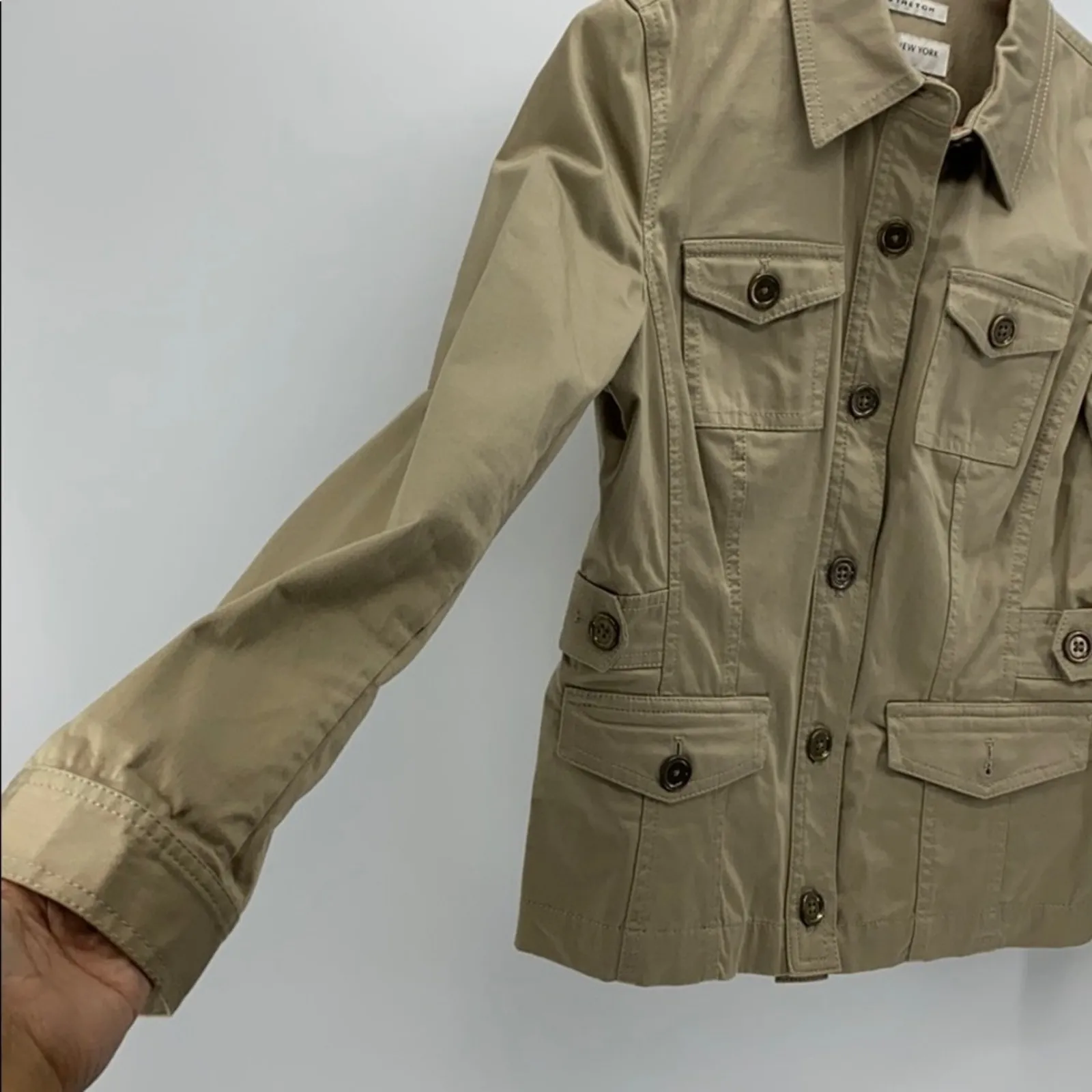 Jones New York utility jacket neutral minimalist casual closet staple Women's S - Image 5