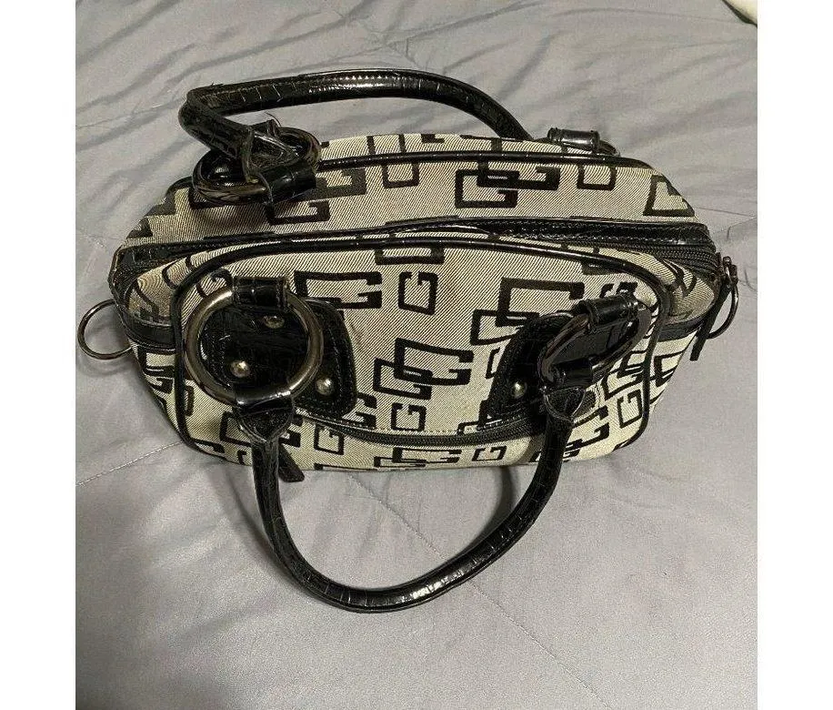 Cute handbag Black design patterns on grey background small purse Gray - Image 3