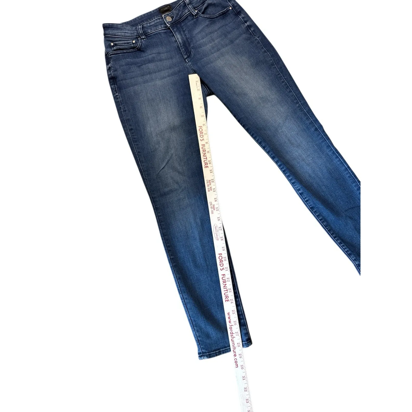 Ann Taylor Curvy Skinny Jeans 8 Mid Rise Sculpting Pockets Stretch Denim Indigo - Image 4