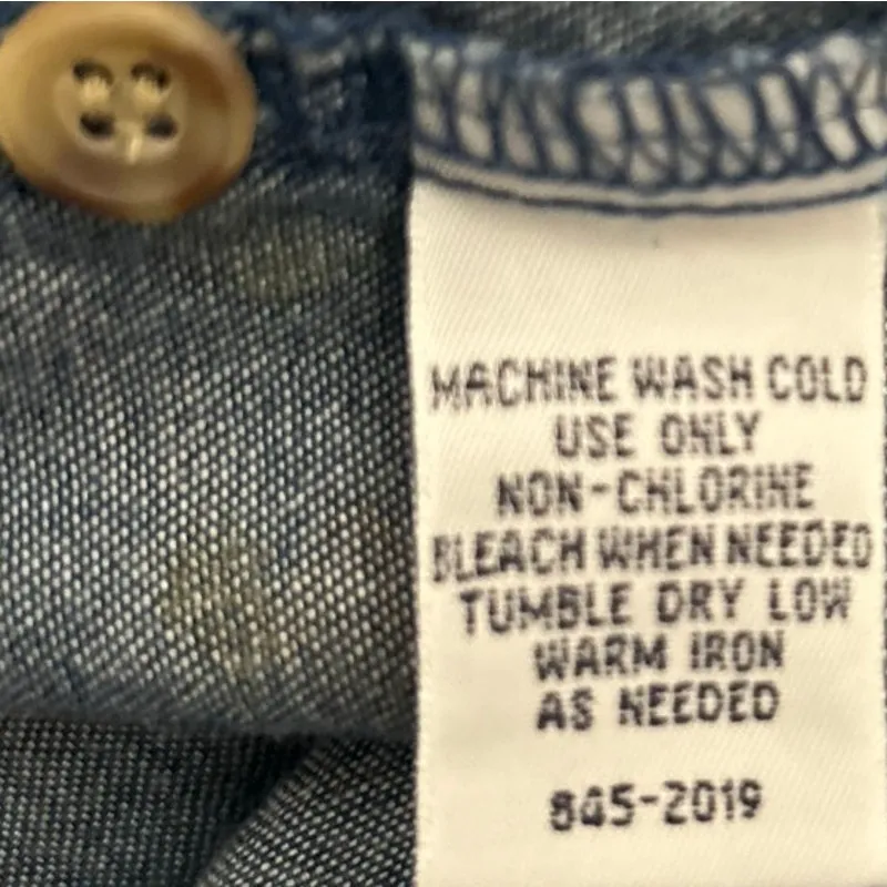 Cabin Creek Women's Denim Blue Floral Long Sleeve Button Front Shirt Size XL - Image 4