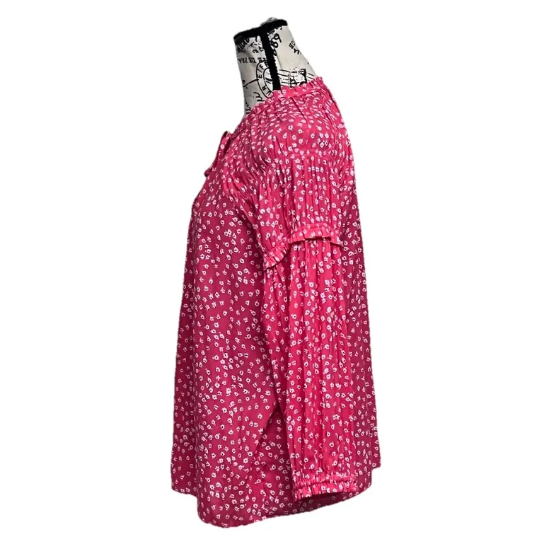 Gap Boho Peasant Tunic Blouse Women’s M Red Floral Fairy Hippie Grunge romantic - Image 4