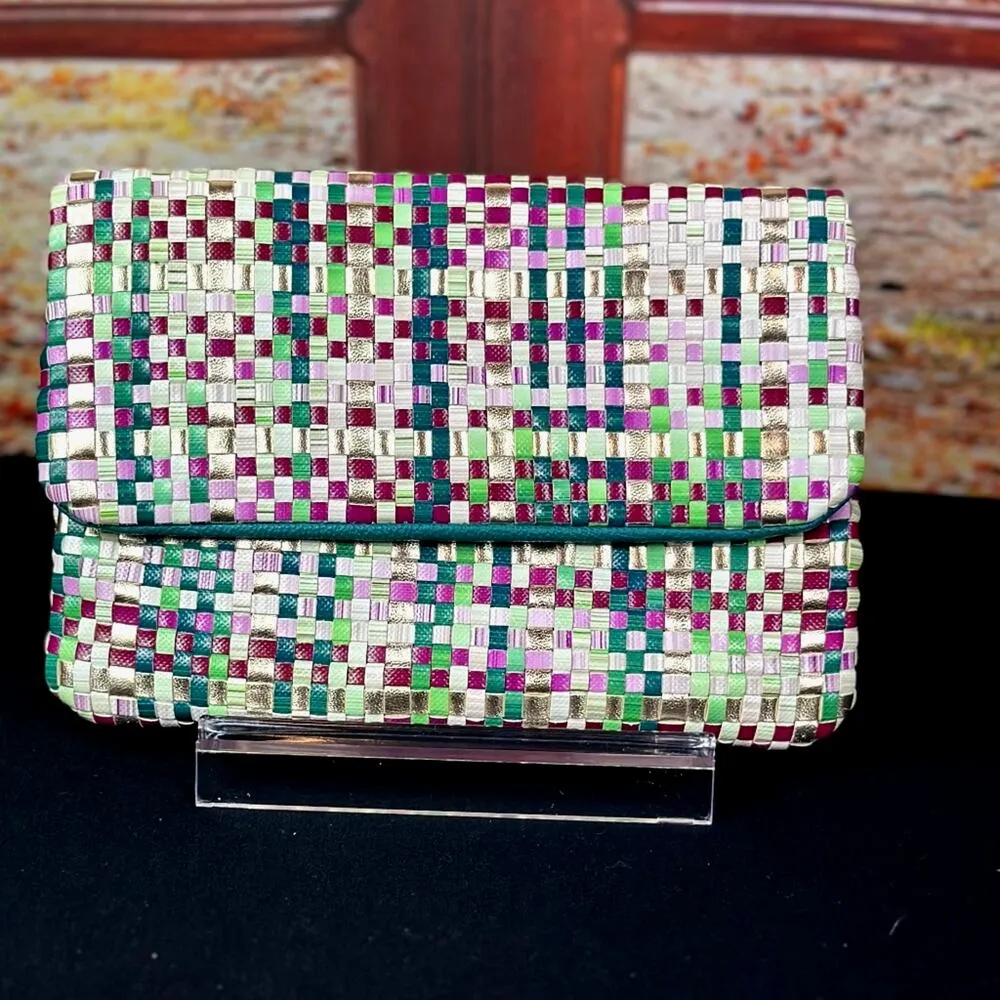 Deux Lux Woven Metallic Clutch Magnetic Closure Multi - Image 4