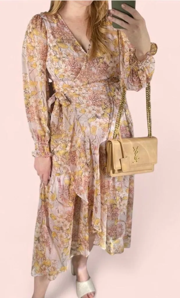 LC Lauren Conrad Long Sleeve Floral Dress - Lavender and Yellow - Image 2