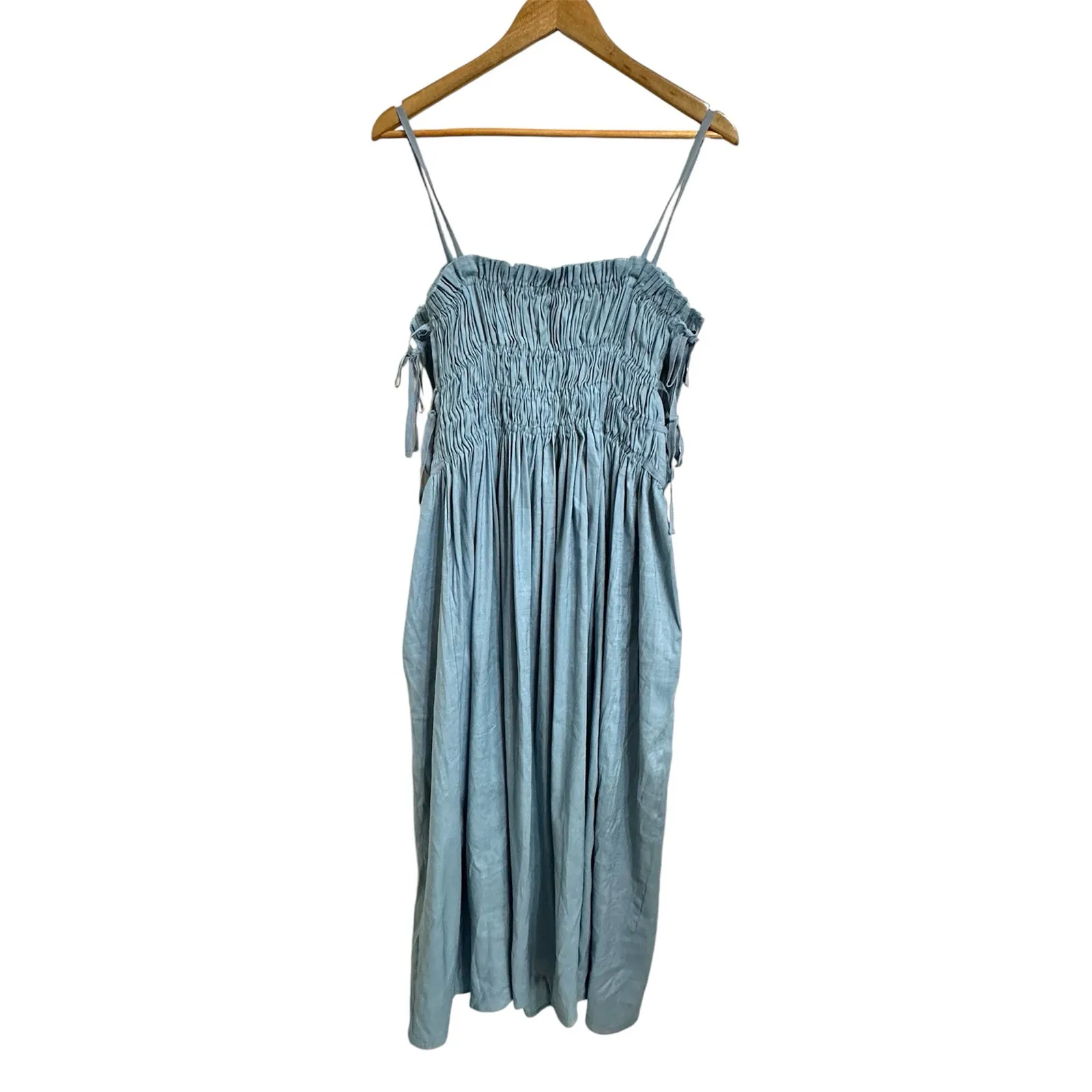 Cult Gaia Lola‎ Smocked Linen-Blend Midi Dress size Large $358 - Image 7