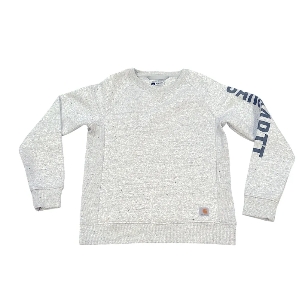 Carhartt Heather Crew Neck Gray Logo Spell-out Sweatshirt Top S - Image 2
