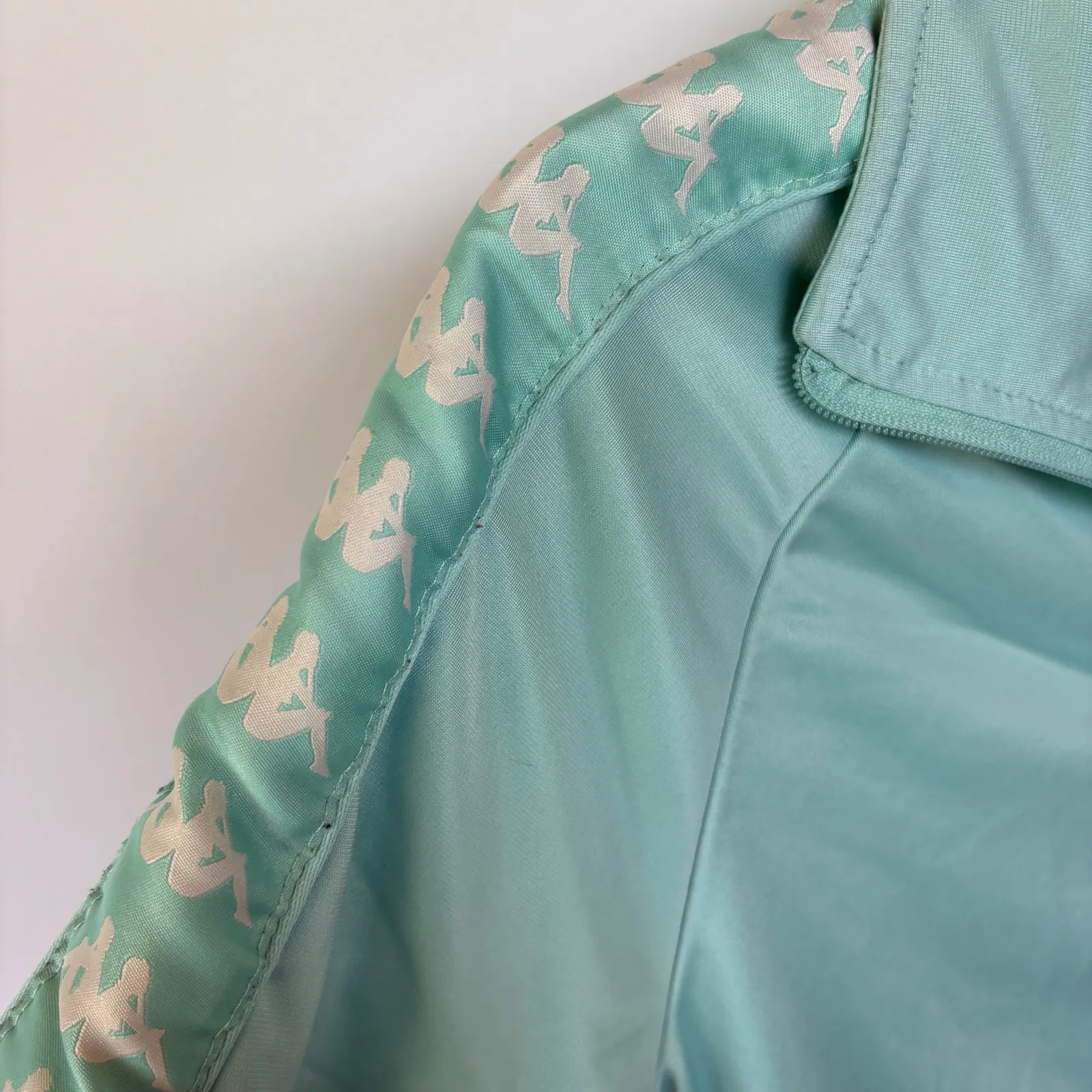 Kappa Teal Zip Up Track Jacket Athleisure Logo Sleeve Streetwear Comfort Small - Image 2