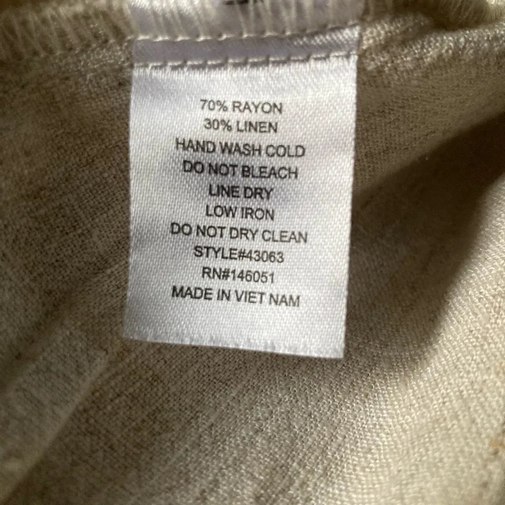Monceau Los Angeles 70% Rayon 30% Linen Oatmeal Wide-Leg Jumpsuit Size L - Image 13