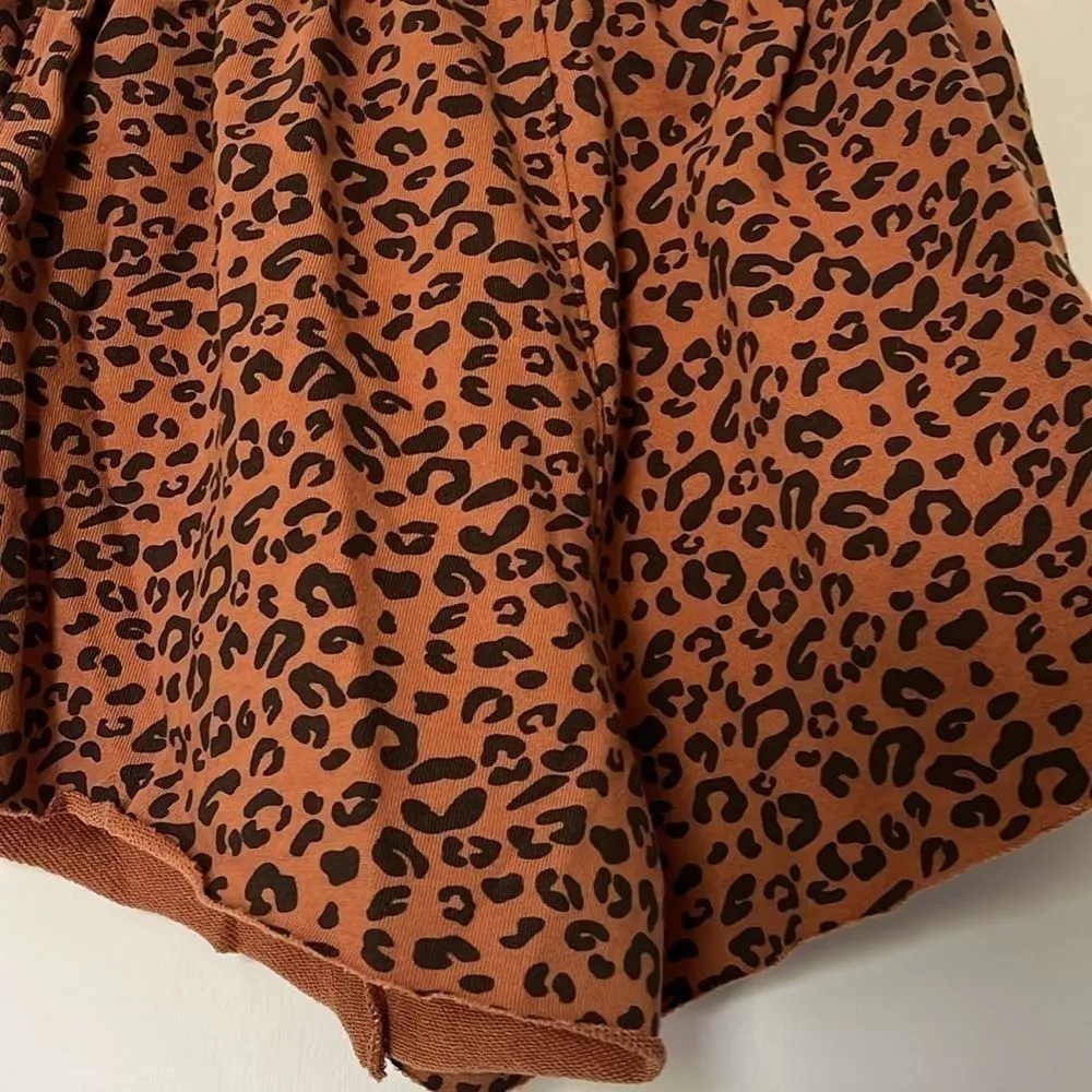BLANKNYC Leopard Print Drawstring Lounge Shorts Womens XS Brown Tan Cotton Blend - Image 11
