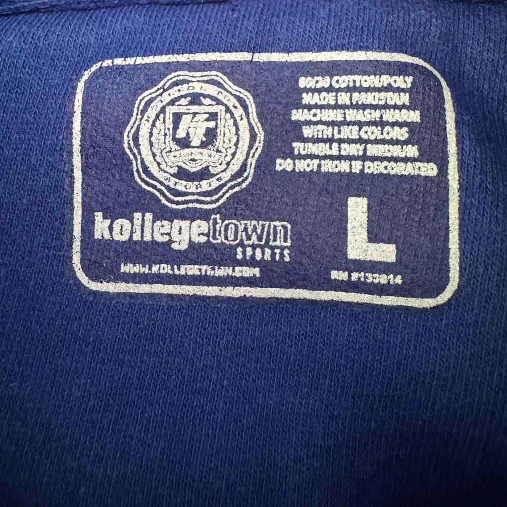 Notte Dame Cobalt Blue Hoodie Hooded Sweatshirt Heavyweight Cotton Sz Large - Image 2