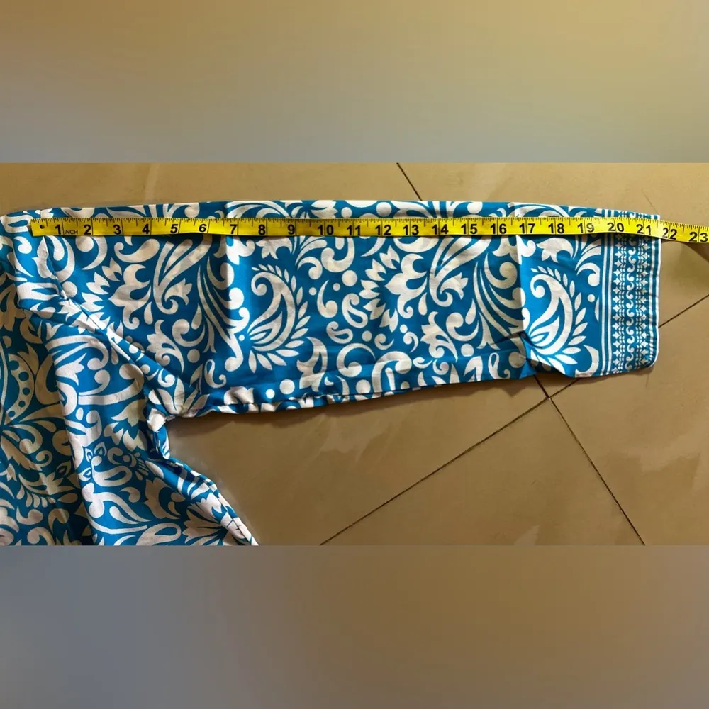 Free People Women's Bella Printed Tunic Blouse Long Sleeve Light Blue Size XL - Image 14