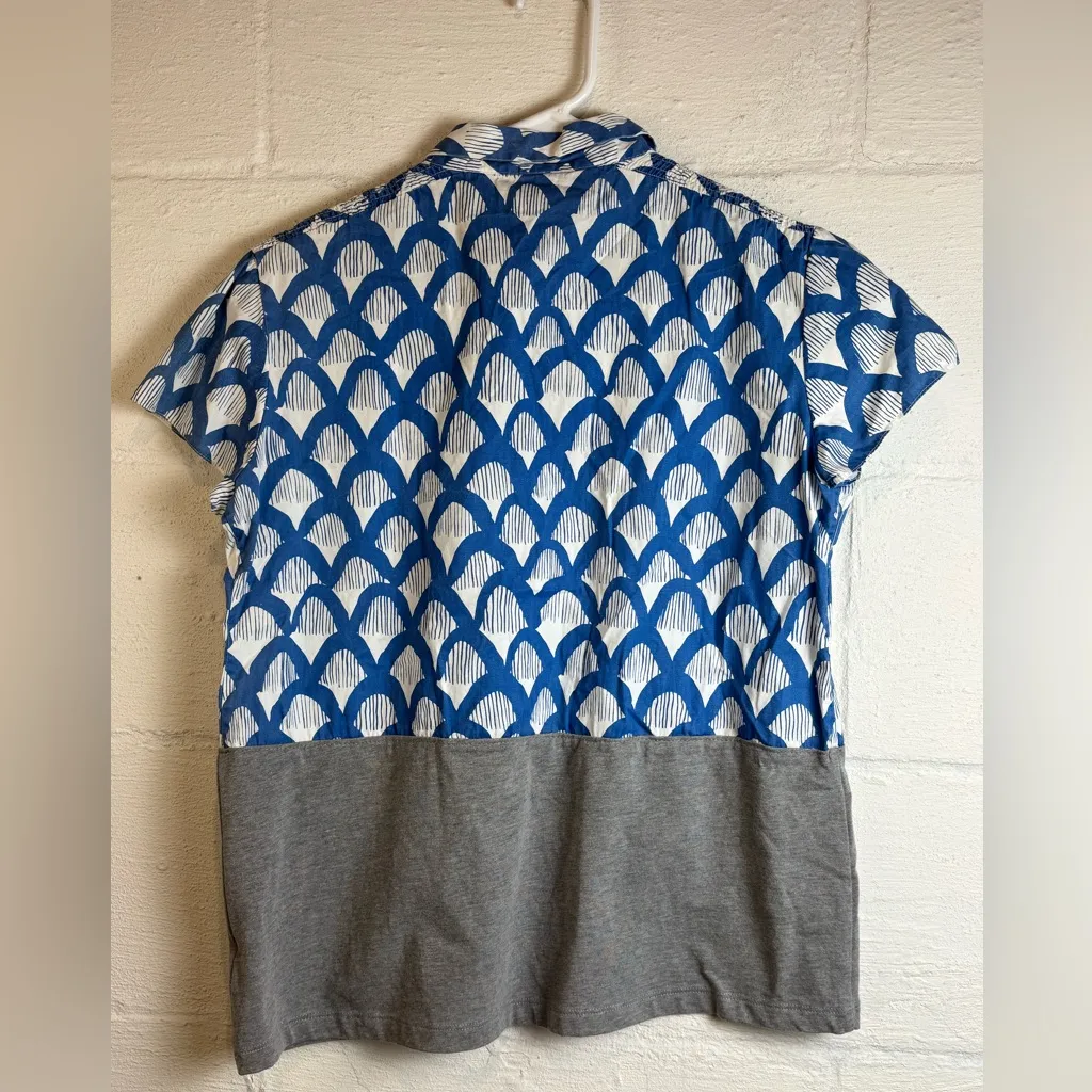 Peter Jensen Woman’s Business Casual Chic Printed Tie Neck Classic Work Blouse Blue Size undefined - Image 4