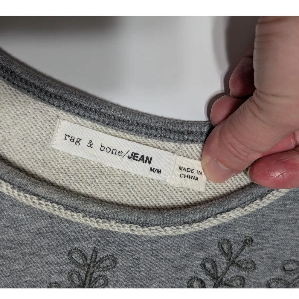 Rag and Bone Jeans Eyelet Embroidered Gray Dress Short Sleeve Womens Medium Grey - Image 6