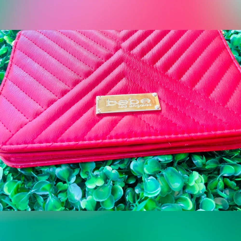 Bebe Small Quilted Crossbody Red Purse - Gorgeous 7x5x1.5 - Image 5