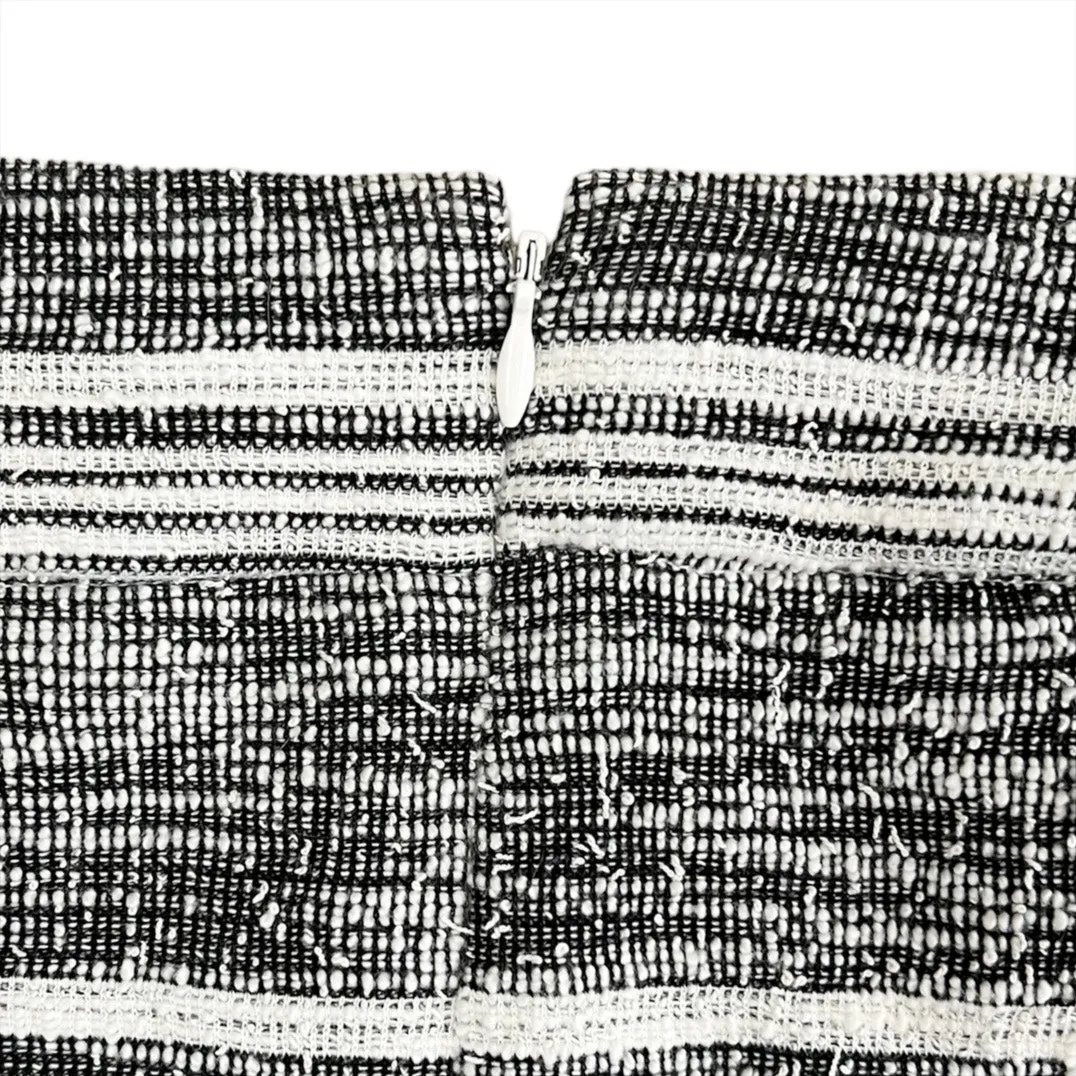 1. State Black & White Tweed Fringe Pencil Skirt Size 4 - Image 5
