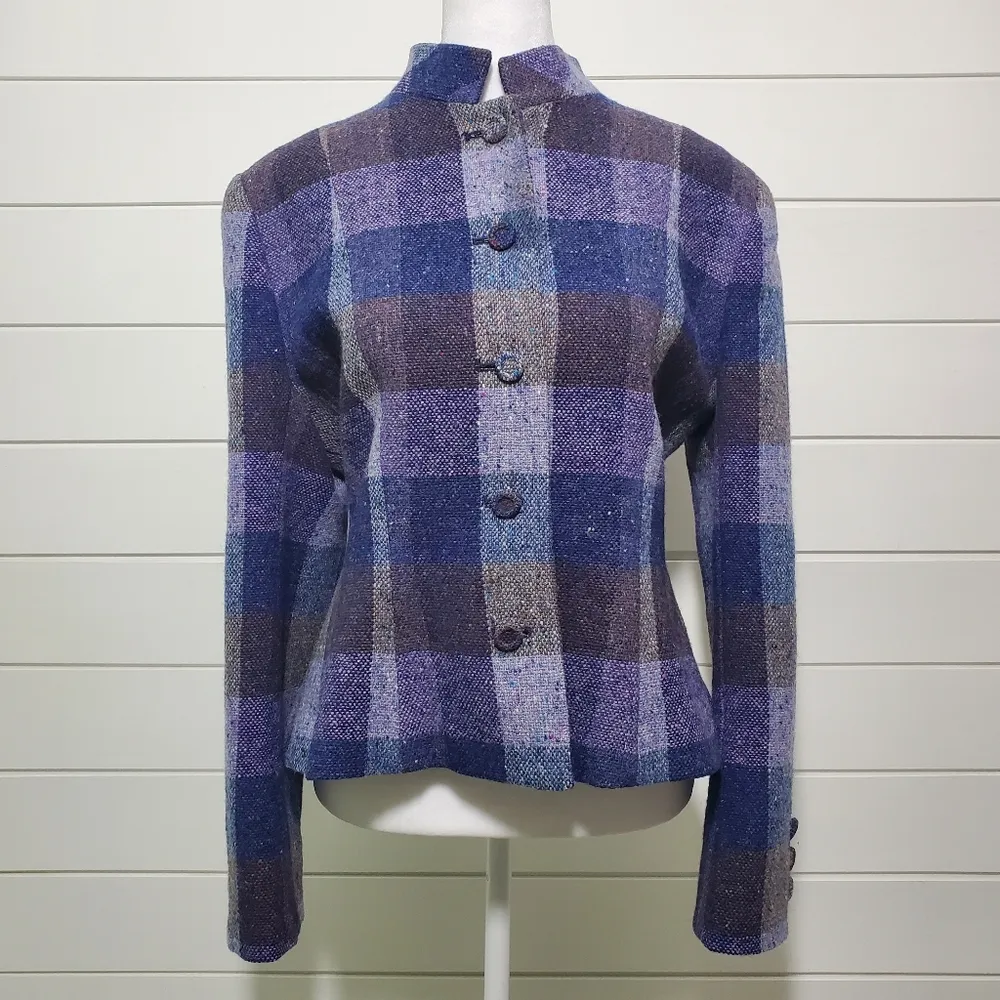 The International Fashion Shop Bunratty Cottage Donegal Tweed Wool Blazer Size14 Blue Size 14 - Image 2