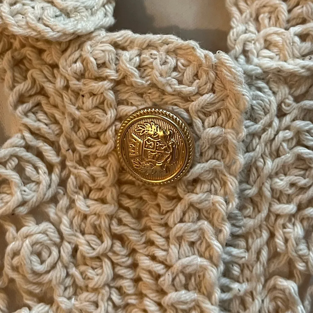 Boston Proper Crochet Three Quarter Sleeve Jacket Cream Medium Boho Cottagecore - Image 10