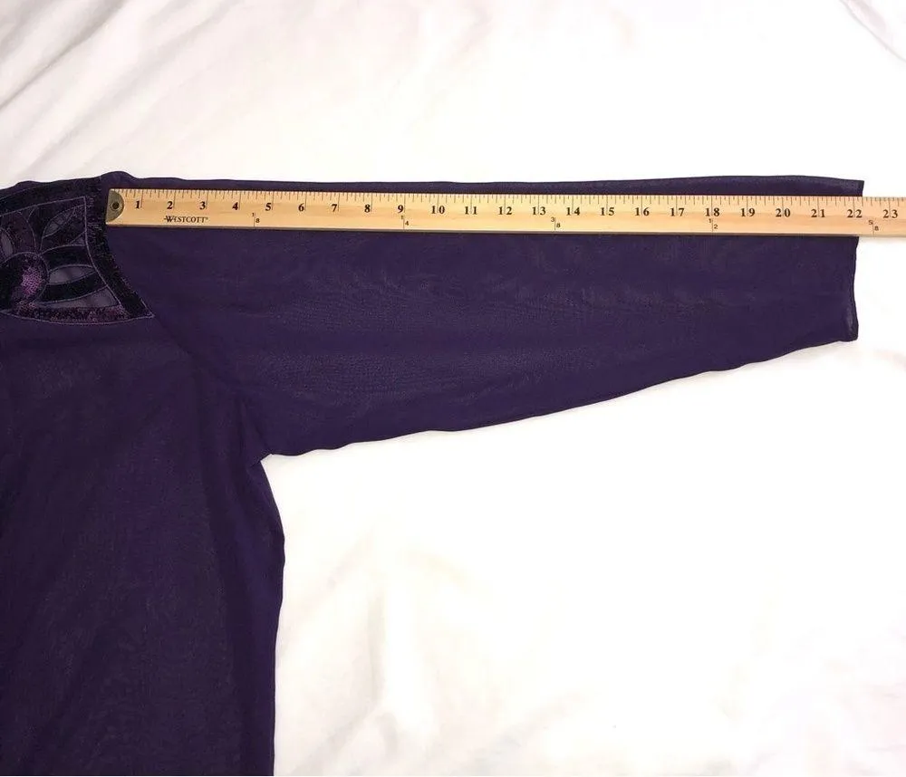 Sheer Purple Open Wrap Cover Purple Sequins Laser Cut Long Sleeve Top Jacket Size L - Image 8