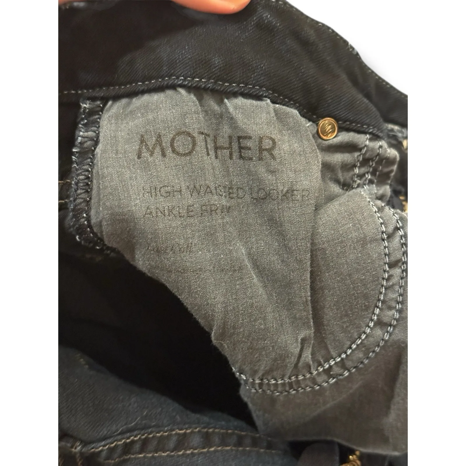 Mother High Waisted Looker Ankle Fray Denim Jeans 26 Last Call Dark Wash Minimal Blue - Image 5