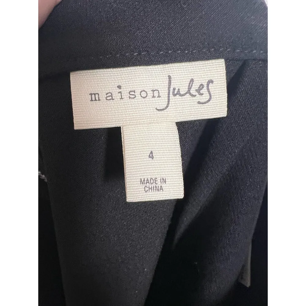 Maison Jules Solid Black Scalloped Hem A-Line Mini Skirt Size 4 - Image 7